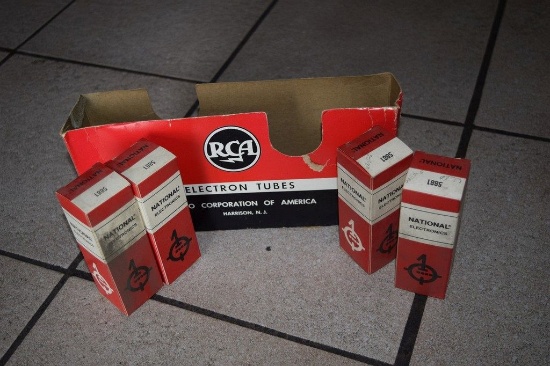 BOX OF VINTAGE USA ELECTRON TUBES,