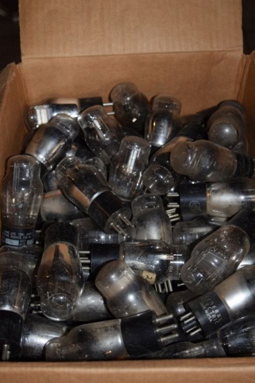 BOX OF VINTAGE USA ELECTRON TUBES,