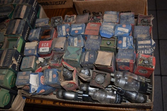 BOX OF VINTAGE USA ELECTRON TUBES,