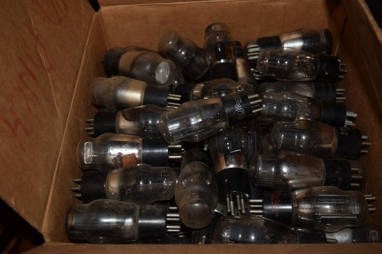 BOX OF VINTAGE USA ELECTRON TUBES,