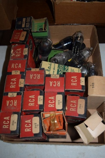 BOX OF VINTAGE USA ELECTRON TUBES,