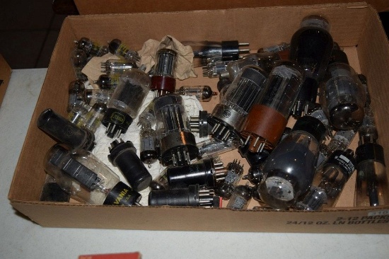 BOX OF VINTAGE USA ELECTRON TUBES,