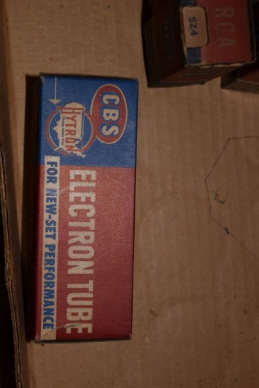 BOX OF VINTAGE USA ELECTRON TUBES,