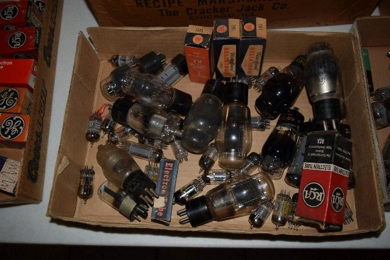 BOX OF VINTAGE USA ELECTRON TUBES,