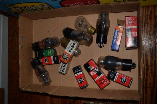 BOX OF VINTAGE USA ELECTRON TUBES,