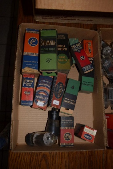 BOX OF VINTAGE USA ELECTRON TUBES,