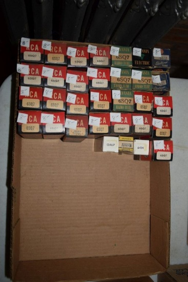 BOX OF VINTAGE USA ELECTRON TUBES,