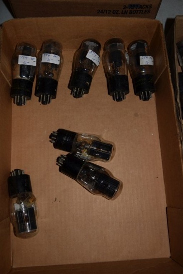 BOX OF VINTAGE USA ELECTRON TUBES,