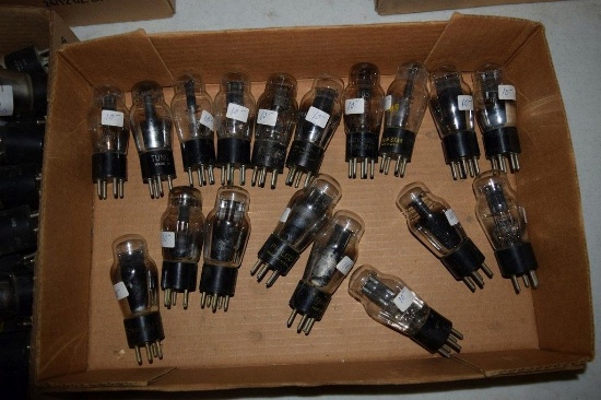 BOX OF VINTAGE USA ELECTRON TUBES,