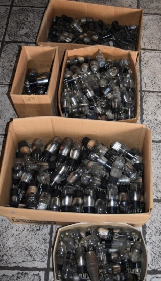 (5) BOXES OF VINTAGE USA ELECTRON TUBES,