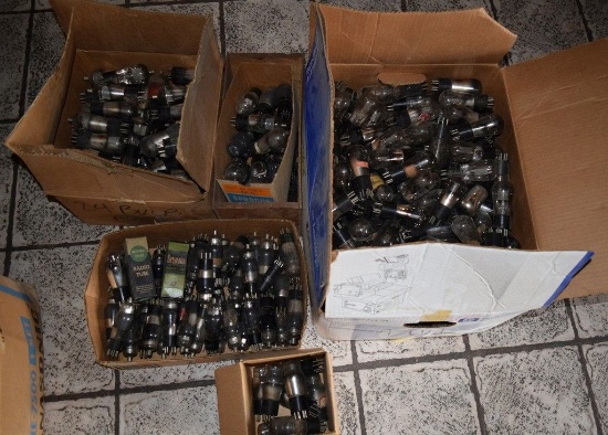 (6) BOXES OF VINTAGE USA ELECTRON TUBES,