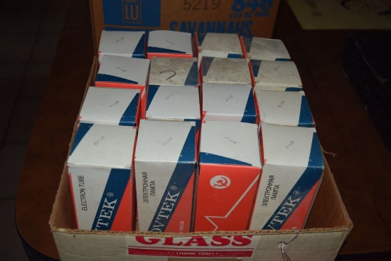 BOX OF SOVTEK VINTAGE ELECTRON TUBES,