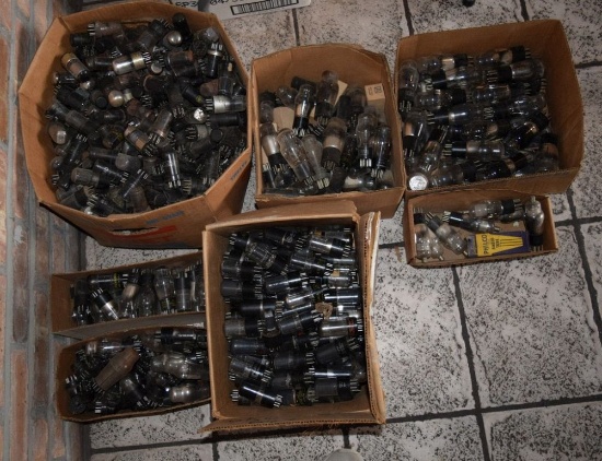 (6) BOXES OF VINTAGE USA ELECTRON TUBES,