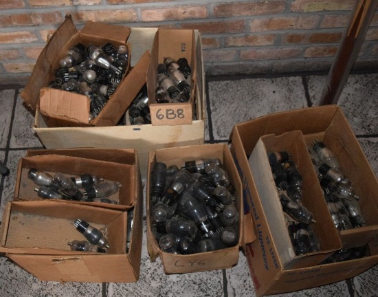 (4) BOXES OF VINTAGE USA ELECTRON TUBES,