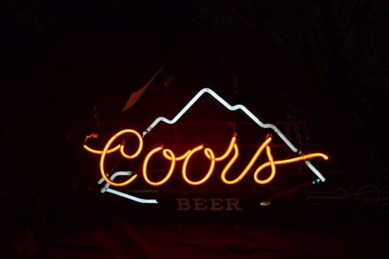 VINTAGE 1960'S COORS BREWERY NEON HANGING SIGN