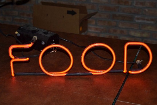 FOOD NEON SIGNS, 1 WORKING, NO TRANSFORMER