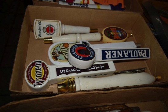 BOX OF MISC. BEER TAP HANDLES