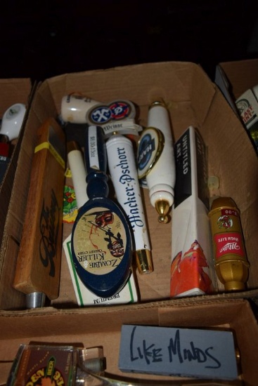 BOX OF MISC. BEER TAP HANDLES