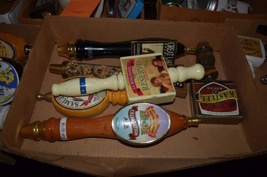 BOX OF MISC. BEER TAP HANDLES