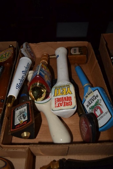 BOX OF MISC. BEER TAP HANDLES