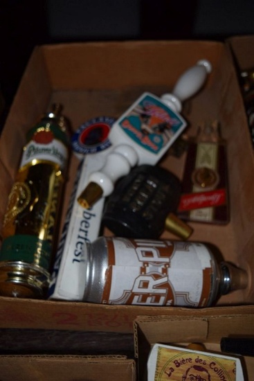 BOX OF MISC. BEER TAP HANDLES