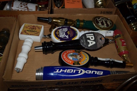 BOX OF MISC. BEER TAP HANDLES