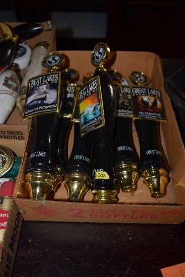 BOX OF MISC. BEER TAP HANDLES