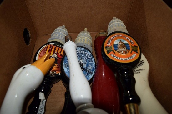 BOX OF MISC. BEER TAP HANDLES