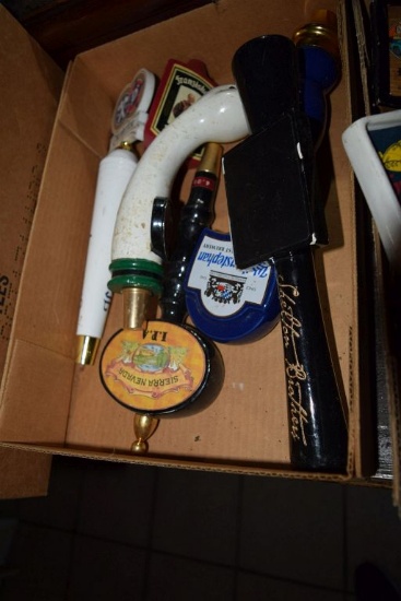BOX OF MISC. BEER TAP HANDLES