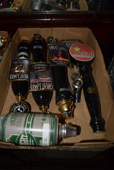 BOX OF MISC. BEER TAP HANDLES