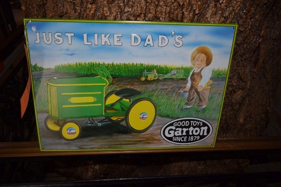 GARTON GOOD TOYS "JUST LIKE DAD'S" METAL SIGN