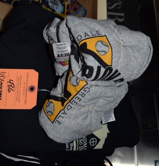 (4) LANDMARK XL ZIP HOODIES, (3) XL T-SHIRTS