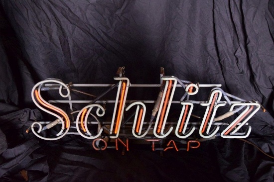 VINTAGE 1950'S SCHLITZ BREWERY NEON HANGING BEER SIGN