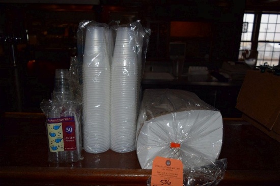 ASSORTED PLASTIC GLASSES, CUPS AND SHOT GLASSES WITH