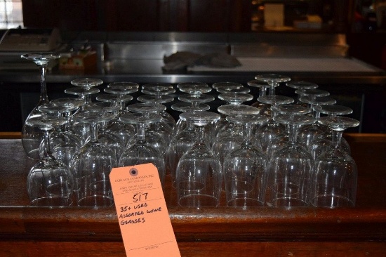 35+ USED ASSORTED WINE GLASSES