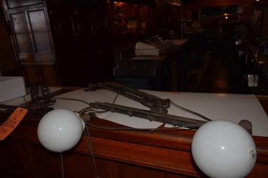 (2) VINTAGE WALL-MOUNTED PIVOTING GLOBE LIGHTS,