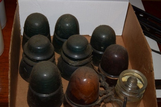 (8) VINTAGE GLASS TELEPHONE POLE INSULATORS