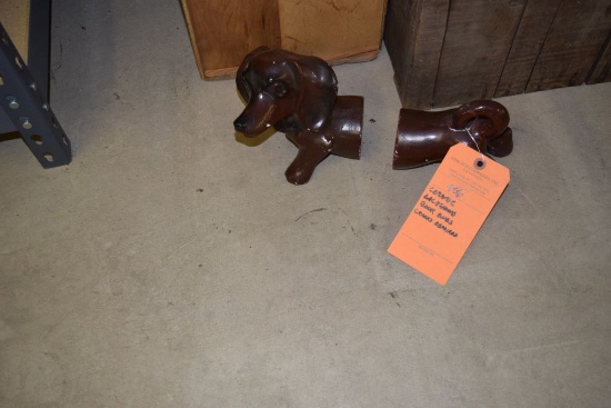 CERAMIC DACHSHUND BOOK ENDS, CRACKS REPAIRED