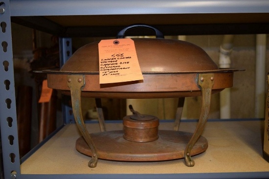 COPPER COATED VINTAGE CHAFING DISH WITH STERNO