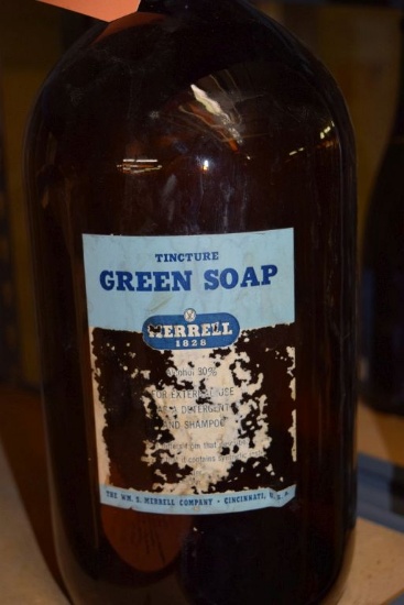 EMPTY VINTAGE BROWN BOTTLE, 14"HIGH, 6" DIAMETER