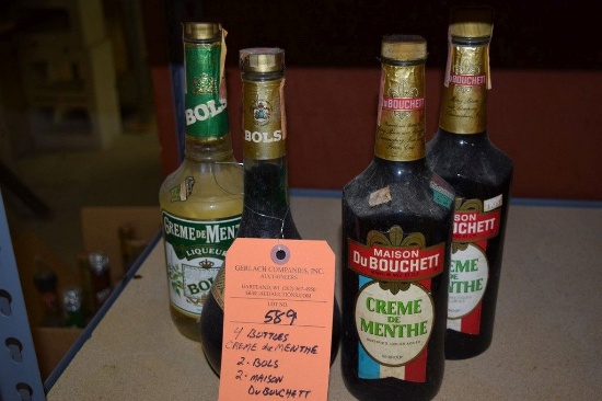 (4) BOTTLES OF CREME DE MENTHE, (2) BOLS & (2) MAISON