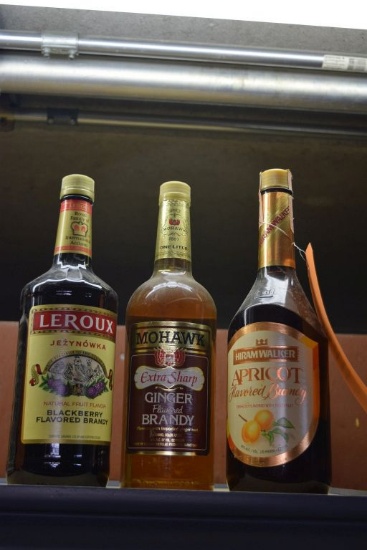 (3) ONE LITER BOTTLES; (1) LEROUX BLACKBERRY BRANDY,