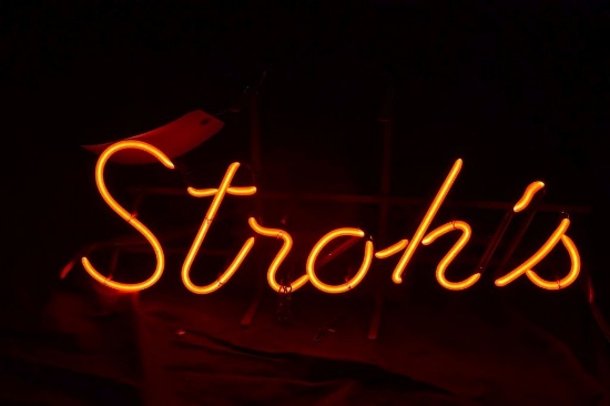 VINTAGE 1960'S STROHS NEON HANGING SIGN