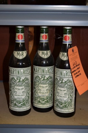 (3) ONE LITER BOTTLES OF MARTINI & ROSSI EXTRA DRY