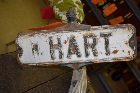 VINTAGE STREET CROSSING SIGN TOP, N. HART X E.