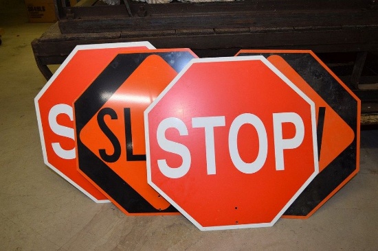 (4) 18" TWO SIDED SLOW/STOP ROAD CONSTRUCTION