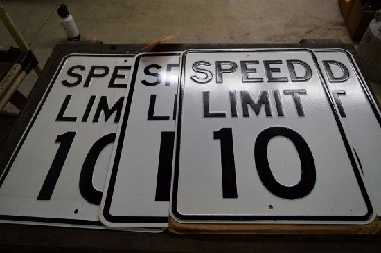 (4) 24" x 18" 10 MPH SPEED LIMIT TRAFFIC SIGNS,