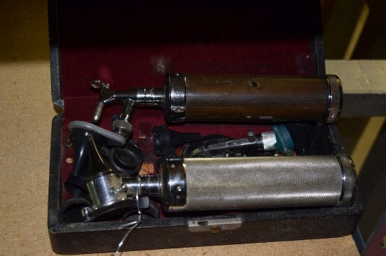 (2) VINTAGE OPHTHALMOSCOPES WITH ATTACHMENT CASE