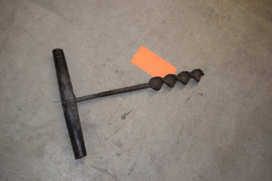 VINTAGE WOOD HANDLED 2" AUGER, 18" LONG