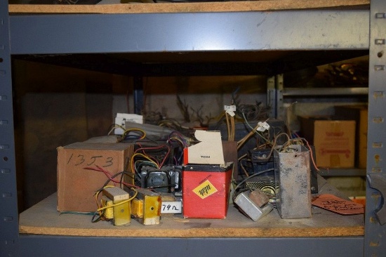 VARIOUS AUDIO AMP AND RADIO TRANSFORMERS ON THIS SHELF